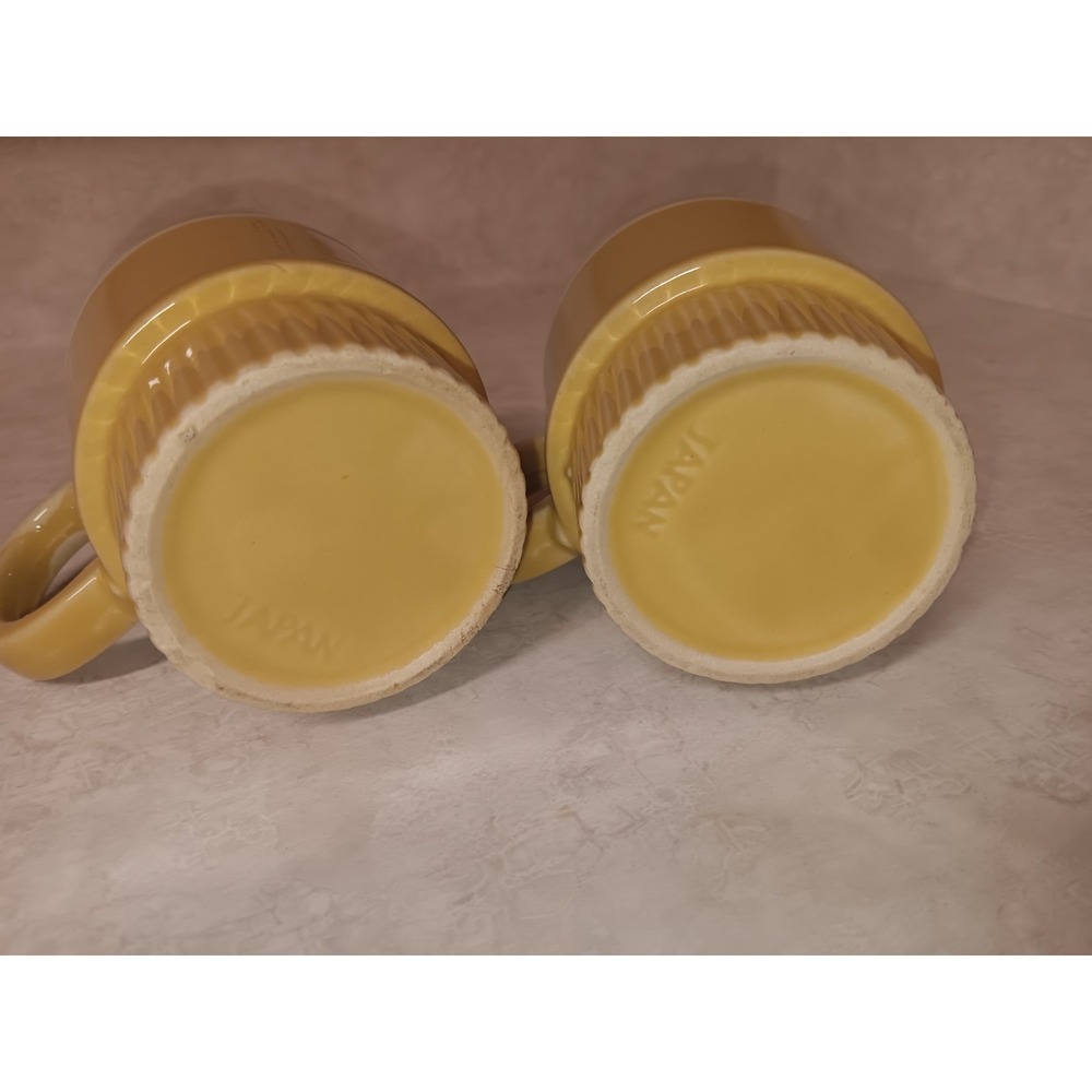 Vtg Tan Drip Glaze Coffee Cups Japan Stackable Ceramic Retro Style Kitchen Decor - Picture 8 of 8